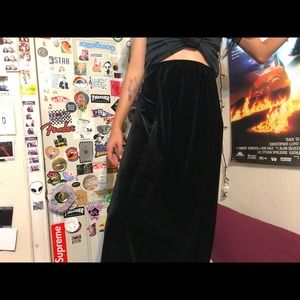 Black velvet long skirt